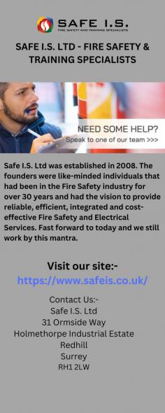 Safe I.S. Ltd is a Scottish fire safety and electrical company. We have been in the Fire Safety industry for over 30 years. We pride ourselves on providing a high standard of service to our customers and take pride in the fact that a lot of our customers are friends who would recommend us to people they know. Their feedback and recommendations are what keep our business thriving. Visit our website 
https://www.safeis.co.uk/