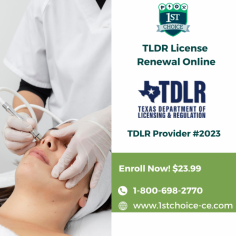 1st Choice CE provides a state-approved TDLR License Renewal Online, you can now renew your license quickly and easily. No more waiting in line or spending hours searching for the correct forms. Now, all you need to do is fill out a simple form online, and you'll be ready to go. For more information, call us at 800-698-2770 today!