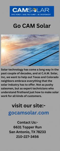 Gocamsolar.com is the largest solar power installation company in the United States. With many years of experience, we offer unmatched service, expertise and professionalism in solar installation. Visit our website today to learn.
https://www.gocamsolar.com/