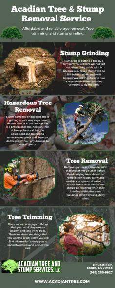 Tree Removal Pass Christian | Acadian Tree and Stump Removal Service

The complete focus of our company is to render 100% customer satisfaction. We believe in providing reliable, honest, and dedicated services to our esteemed clients. Our services are not only limited to residents or small offices but also offer tree removal and other related services to the private and public sectors. If you are looking forward to Tree Removal Pass Christian service at a reasonable price, reach out to Acadian Tree and Stump Removal Service experts.

Visit Website  - https://acadiantree.com/tree-removal-pass-christian/