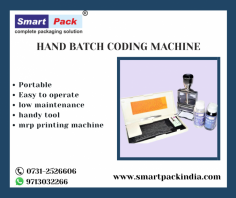 Smart Pack Hand batch coding machine is a compact and portable device used for printing batch codes, expiration dates, and other essential information on various products. This machine is designed to provide a reliable and cost-effective solution for small businesses that need to label their products accurately. It is user-friendly and can be operated manually, making it an ideal choice for businesses that require a flexible and efficient labeling system. The machine's compact size also makes it easy to store and transport, making it a convenient tool for on-the-go labeling needs.
