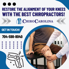 Get Relief from Your Knee Pain!

Get your knee back to full function with ChiroCarolina. Our Knee adjustment chiropractor properly aligns the joint, reducing nerve pinching and inflammation. We will create a treatment plan to address your pressure or pain. We will use corrective exercises through physical therapy to help improve the movement of your knees. Get in touch with us! 

