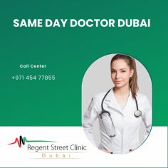 Same Day Doctor Dubai  

Regent Street Clinic Dubai offers an easy access, same day GP service with our medical team including Dr Bobby Ahmed and Dr Poonam Sharma.

Our team of UK trained private GPs includes both male and female clinicians who offer appointments in a sympathetic, friendly and unhurried manner.

See more: https://www.regentstreetclinicdubai.com/medical/