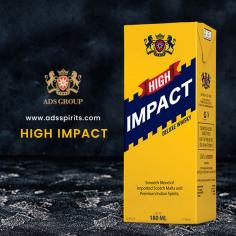 High Impact Deluxe Whisky is a unique smooth blend of selected superior quality Indian Grain spirits, quality matured Indian malts.