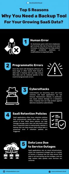 Are you a SaaS business owner or manager? Then you must know that data is crucial to the success of your business. From customer information to sales data and financial records, every piece of information plays a vital role in your operations. But what happens if you lose all that data? That's where a backup tool comes in. Here are the top reasons why you need a backup tool for your growing SaaS data: https://www.archiveon.cloud/why-to-look-beyond-native-salesforce-capabilities-for-data-backup/ 

 