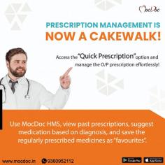 Our software makes it easy to prescribe medications to a patient based on their previous diagnoses and medical history. Book your demo now and learn more. Visit: https://mocdoc.in/util/hospital-management-system