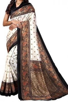 Printed-Geometric Leaflet Print Cotton Silk Saree
Dress to impress with our exquisite Poly Silk printed saree and dyed blouse from EdgyCartFashion. Whether it's a wedding, festive occasion, casual outing, or party, this ensemble will make you stand out in style. With a length of 5.30 meters, the saree allows for versatile draping styles that showcase your unique personality. The unstitched blouse piece, attached to the saree, offers customization options to ensure the perfect fit.

Get ready to steal the spotlight with this single set, including one saree and one blouse piece. Experience the perfect blend of elegance and fashion-forward design. Shop now and make a statement at your next event. Don't miss out on this opportunity to upgrade your wardrobe. Place your order today and elevate your style with EdgyCartFashion!