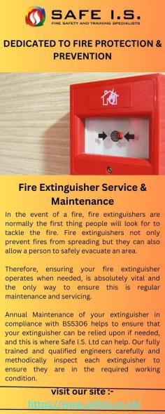 Keep Your Fire Extinguishers Ready With Our Servicing

Safeis.co.uk provides reliable fire extinguisher servicing to keep your home and office safe. With our experienced team and trusted services, you can rest assured that your safety is our priority.

https://www.safeis.co.uk/fire-extinguisher-service-maintenance
