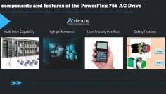 The Allen Bradley PowerFlex 755 AC Drive is a high-performance variable frequency drive (VFD) designed for industrial applications. It incorporates advanced features and components to deliver precise motor control, efficient operation, and reliable performance. The drive consists of a control unit with a user-friendly interface for easy configuration and monitoring.