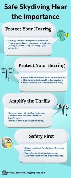 Ensure a safe skydiving experience with the importance of protecting your ears. Skydiving exposes you to intense wind rush and noise, which can be harmful to your hearing. Invest in reliable skydiving earplugs to safeguard your ears from potential damage while maximizing your enjoyment. These earplugs provide unmatched noise reduction, allowing you to dive into the thrill without compromising your auditory health. Stay safe, protect your ears, and enhance your skydiving adventure with the ultimate skydiving earplugs.