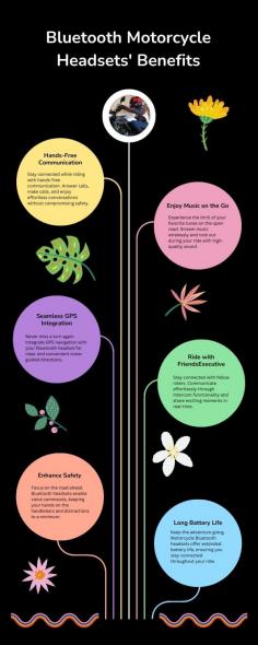 Motorcycle Bluetooth headsets have many advantages that improve the riding experience. These cutting-edge gadgets enable hands-free communication with smartphones and other Bluetooth-enabled devices, allowing drivers to stay in touch while driving. Riders can enjoy their favorite tunes and navigate with ease thanks to features like music streaming and GPS integration, which improve both entertainment and safety. A group ride can be coordinated, and conversations can take place in real-time thanks to the use of Bluetooth headsets. Voice command functionality, which enables users to access key features without taking their hands off the handlebars, further enhances safety. These headsets are made to withstand the rigors of the road with weatherproof and sturdy designs. Take advantage of Bluetooth motorcycle headsets' advantages to transform your riding experience.<a href=http://bestmotorcyclebluetoothheadset.com>More Details</a>