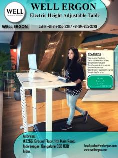 Introducing the Height Adjustable Table by Well Ergon, the perfect companion for a versatile and ergonomic workspace. This innovative table offers a seamless transition between sitting and standing positions, allowing you to effortlessly adjust the height to suit your comfort and preferences. With its sturdy construction and smooth lifting mechanism, you can easily find the perfect working height to reduce strain on your back, neck, and shoulders. The Well Ergon Height Adjustable Table is designed to enhance productivity, promote better circulation, and improve overall well-being. Whether you're working, studying, or engaging in creative projects, this table adapts to your needs, creating a healthier and more dynamic environment. Upgrade your workspace with the Height Adjustable Table by Well Ergon and experience the benefits of a flexible and ergonomic setup.

Visit us: https://wellergon.com/product/electric-height-adjustable-desk-table/