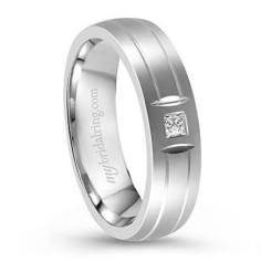Simple but yet elegant, this double inlay mens diamond wedding band is crafted in 14k white gold and has a total diamond weight of 0.07 ct. Also available in 14k yellow gold.