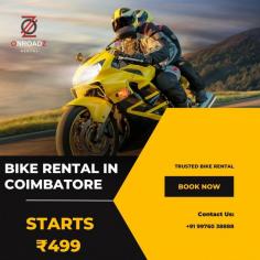 "Onroadz Bike Rental offers the best motorcycle models for rent. As a leading bike rentals in Coimbatore we provide a wide range of vehicles that deliver high-performance levels and superior capability like R15 V3, Royal Enfield classic 350, Activa, Dio, TVS Ntorq, Yamaha Fascino, etc. With our most flexible daily, weekly, and monthly plans, you can easily hire a bike in Coimbatore, go for a ride and explore the freedom of riding a bike.
"
