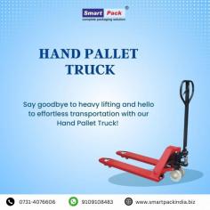 A Smart Pack hand pallet truck, also known as a pallet jack, is a manual material handling tool that is used to lift and move palletized loads. It consists of a pair of forks that are inserted under the pallet, a hydraulic system that raises and lowers the forks, and a handle for steering and controlling the direction of the pallet truck. 