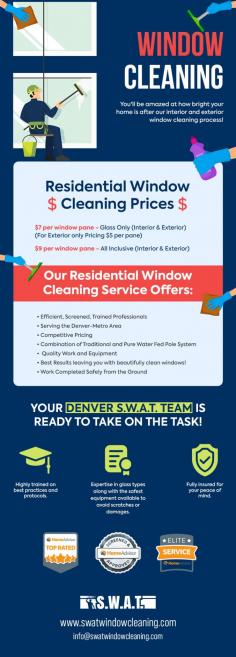 Say Goodbye to Grime and Dirt with Professional Window Cleaning! S.W.A.T. Window Cleaning offers thorough and efficient window cleaning to remove built-up grime and dirt. Enjoy bright and clear windows that let natural light flood in. Schedule your window cleaning service now!