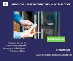 Wenn es um die Autoschlüssel nachmachen in Düsseldorf geht, ist es wichtig, einen seriösen Dienstleister zu wählen. Suchen Sie nach Schlüsseldiensten oder Schlüsselkopierdiensten mit einem guten Ruf und positivem Kundenfeedback. Dies stellt sicher, dass Sie bei Ihrem Schlüsselersatzbedarf professionelle und zuverlässige Unterstützung erhalten.

https://www.xn--schlsseldienst-mangjolli-ysc.de/de/ersatzschl%C3%Bcssel