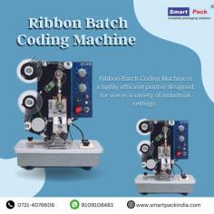 Call:- 9713032266  /  7089062266
A portable and effective tool called the "Ribbon Batch Coding Machine" is used in the manufacturing and packaging sectors to imprint batch numbers, expiration dates, and other crucial data on items. It makes use of ink ribbons to produce precise and unambiguous codes that improve product traceability and industry compliance.
