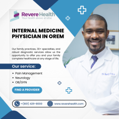 Discover expert care with our Internal Medicine Physician in Orem. At Revere Health, our highly qualified team in Eagle Mountain specializes in diagnosing and treating complex medical conditions in adults. With a patient-centered approach, we provide comprehensive healthcare services to enhance your well-being. Visit us at the link to schedule an appointment and experience compassionate, top-notch medical care.