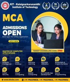 KIT is one of the best MCA colleges in Coimbatore as it provides the advanced curriculum, ultramodern infrastructure and innovative teaching. Join us now!
https://kitcbe.com/mca
