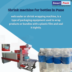 
A shrink machine for bottles in Pune is a device used to apply heat to packaging materials, causing them to shrink tightly around bottles. This process helps secure and protect the bottles during transportation and storage, ensuring their safety and preventing leakage or damage.

