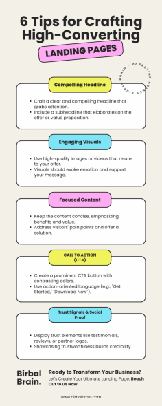 Unlock the secret to conversion excellence! Discover 6 expert tips for crafting high-converting landing pages that drive results. Elevate your business with our premium landing page design services. Contact us to transform your online presence today.