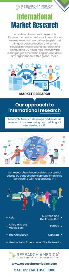 Explore the World with Research America Inc! Our expert team specializes in international market research, delving deep into global trends and consumer behaviors. Stay ahead of the curve and gain invaluable insights to enhance your business strategies. Uncover hidden opportunities and make informed decisions today!