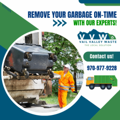 Get Rid of Undesirable Trash from Your House Right Away!

At Vail Valley Waste, we are committed to delivering reliable trash pickup services for you at affordable costs. We believe in sustainability and contributing to a clean and healthy environment. Give our friendly staff a call now to quickly eliminate your garbage. Get in touch with us!
