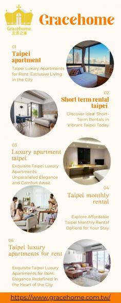 Gracehome

Discover the perfect Taipei apartment for your needs at Grace Home. Explore luxury service apartments, spacious studio rentals, and more. Whether you seek short-term or long-term stays, find the best monthly rental options in Taipei, Taiwan. Contact us at 0919-387-511 for inquiries.