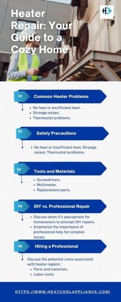 Heater repair is the process of diagnosing and fixing a broken heater. Heater repair technicians are trained to work on a variety of different types of heaters, including furnaces, boilers, heat pumps, rooftop units, wall heaters, and floor heaters.
