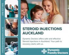Preserve joint structure and function with Steroid injections Auckland

At Dynamic Family Doctors, we are happy to offer a wide range of general practice services and minor surgical procedures both to you and your family. One of the services we offer is Keloid scar treatment Auckland. Your doctor will first diagnose the scar you have and opt for one of the most suitable approached. Due to the proven methods, our specialists can certainly improve the appearance of keloid scars and reduce itchiness and discomfort. Steroid injections Auckland are also provided by our professional team. This is a very effective treatment that can help you ease your pain and reduce high levels of inflammation. Just contact us today and find out more on how these injections can help relieve pain and stiffness.