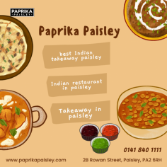 Discover the true essence of Indian cuisine at Paprika Paisley. As one of the finest Indian restaurants in Paisley, we take pride in serving an array of authentic dishes bursting with flavor. Join us for a culinary journey that promises to delight your taste buds and leave you craving for more. Experience the taste of India right here in Paisley!

