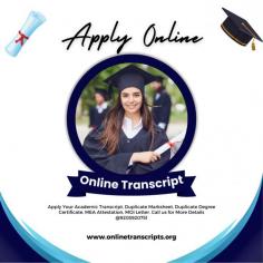 Online Transcript is a Team of Professionals who helps Students for applying their Transcripts, Duplicate Marksheets, Duplicate Degree Certificate ( Incase of lost or damaged) directly from their Universities, Boards or Colleges on their behalf. Online Transcript is focusing on the issuance of Academic Transcripts and making sure that the same gets delivered safely & quickly to the applicant or at desired location. https://onlinetranscripts.org/