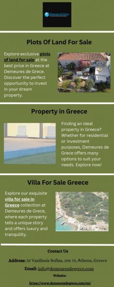 Explore exclusive plots of land for sale at the best price in Greece at Demeures de Grece. Discover the perfect opportunity to invest in your dream property.

