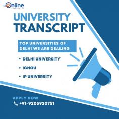 Online Transcript is a Team of Professionals who helps Students for applying their Transcripts, Duplicate Marksheets, Duplicate Degree Certificate ( Incase of lost or damaged) directly from their Universities, Boards or Colleges on their behalf. Online Transcript is focusing on the issuance of Academic Transcripts and making sure that the same gets delivered safely & quickly to the applicant or at desired location.   https://onlinetranscripts.org/