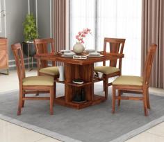 Buy Ralph 4 Seater Dining Set with Storage (Honey Finish) Online at Wooden Street