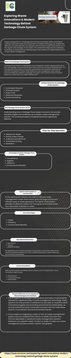 Investigating cutting-edge waste technologies and the cutting-edge technology that powers garbage chute system for effective waste disposal.