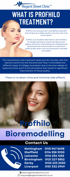 Profhilo is an exclusive skin remodelling treatment that will give you visible results in just two visits (one month apart).
Know more: https://www.regentstreetclinic.co.uk/profhilo/
