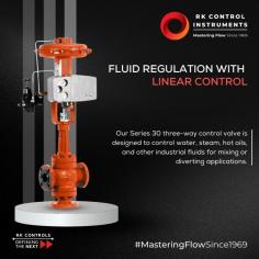 Our Series 30 3-way control valve employs linear control principles to regulate industrial fluids for mixing or diverting applications.
For more info visit https://rkcipl.co.in/portfolio/product-s30-3way-valve/