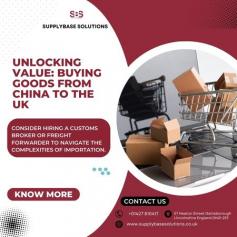 When looking for a diverse range of products at competitive prices, purchasing goods from China to the UK can be a strategic choice for both individuals and businesses. You can select a shipping method based on your needs. Air freight is a quicker option but can be more expensive, while sea freight is the ideal option for larger shipments.

https://www.supplybasesolutions.co.uk/service/importing-from-china/