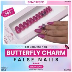 Butterfly Charm False Nails