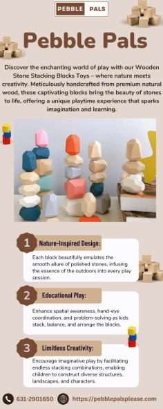 Discover the enchanting world of play with our Wooden Stone Stacking Blocks Toys – where nature meets creativity. 