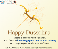 Happy Dussehra from Deepthi Enterprises! Wishing you and your loved ones a festive season filled with joy, prosperity, and triumph over obstacles. Stay safe and protected. https://deepthisafetynetschennai.com/