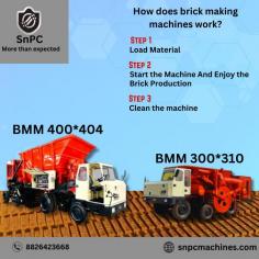 BMM400-404 is a fully automatic red clay brick making machine by Snpc companies. It can produce 24000 brick/hr with a reduction of 45%cost and natural resources like water, it requires only one-third of water for brick making as required during manual production. This machines requriesa fuel consumtion of 16-18 litres/hr for its working. Raw material needed for its working can be mud, clay or mixture of clay and flyash. This machine is widely used by itta Bhatta, brick making factories or brick kiln and clay brick manufacturers around the globe. Different types of brick produced by this machines are clay brick, flyash brick etc. Different types of brick this machine can produce are red bricks, clay bricks, flyash brick. This machine give kiln owner to produce brick independently anywhere anytime. This machine consumer 16-18 litres of fuel for its working. Other mobile brick making machines are BMM-160, BMM-310, SBM-180 with different production capacities. Consumers can order from any state, Country or can visit us for their own satisfaction. Thankyou for visiting us.
8826423668
https://snpcmachines.com/brick-machines/bmm400
