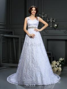 Reißverschluss Satin Normale Taille Prinzessin Brautkleid mit Bordüre