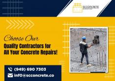 Get Highly Experienced Concrete Repair Services Today!

For the best concrete repair in San Diego, CA, look no further! SC Concrete has expert team specializes in providing the best solutions for damaged concrete surfaces. We restore the structural integrity of your concrete with precision and efficiency, including cracks and unevenness. Gain durable and long-lasting repairs that exceed your expectations.
