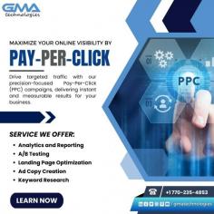 GMA Technology puts your business in the spotlight! Our Pay-Per-Click advertising is the key to unlocking targeted visibility and skyrocketing your digital success.
For More: https://www.gmatechnology.com/
Call Now : 1 770-235-4853
#PPCPro #ClicksThatConvert #DigitalAdsMastery #PPCSuccess #PayPerClickMagic #TargetClicks #DigitalROI #PPCChampions #DigitalVisibility #ClickStrategically #ConversionDrivenAds #gmatechnology