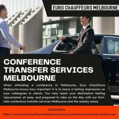 Conference Transfer Services Melbourne
When attending a conference in Melbourne, Euro Chauffeurs Melbourne knows how important it is to leave a lasting impression on your colleagues or clients. You may reach your destination feeling rejuvenated, at ease, and prepared to take on the day with our first-rate conference transfer services Melbourne and the nearby areas. 
For more details visit us at: https://www.eurochauffeursmelbourne.com.au/conference-transfer-melbourne/