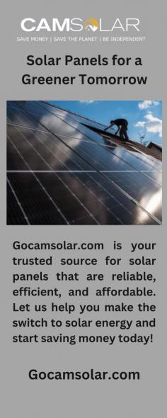 Solar Panels: Energy Independence

Your one-stop shop for the best solar panels is Gocamsolar.com. Our goods are made to be dependable, effective, and inexpensive so that you get the most bang for your buck. Start saving on energy bills by shopping with us right away!

https://www.gocamsolar.com/about-us/