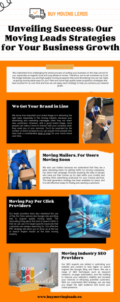 Buy Moving Leads understand how challenging the whole process of putting your business on the map can be for you, especially as regards local and long-distance moves. Therefore, we’ve set ourselves up to be the bridge between you and high-quality moving prospects that work. Wondering how we can make acquiring moving leads easy for you? Here are some high-quality lead acquisition strategies that have worked for us over time and how we can apply each strategy to help you achieve your desired goals. 